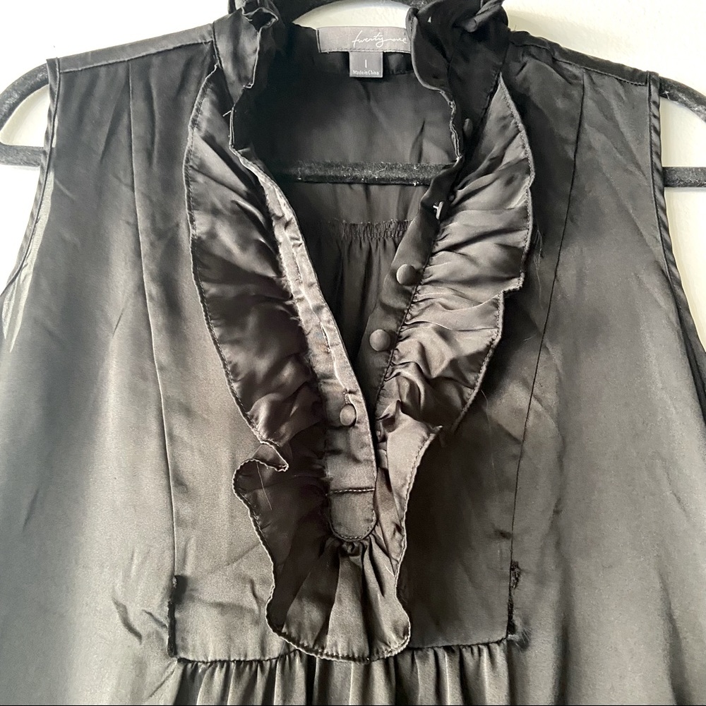 F21 • Long Vintage Silk Ruffle Button Blouse - Picture 2 of 6
